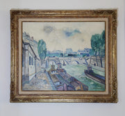 Johannes Schiefer, Oil on Canvas,  La Seine Paris (c. 1935-1955)