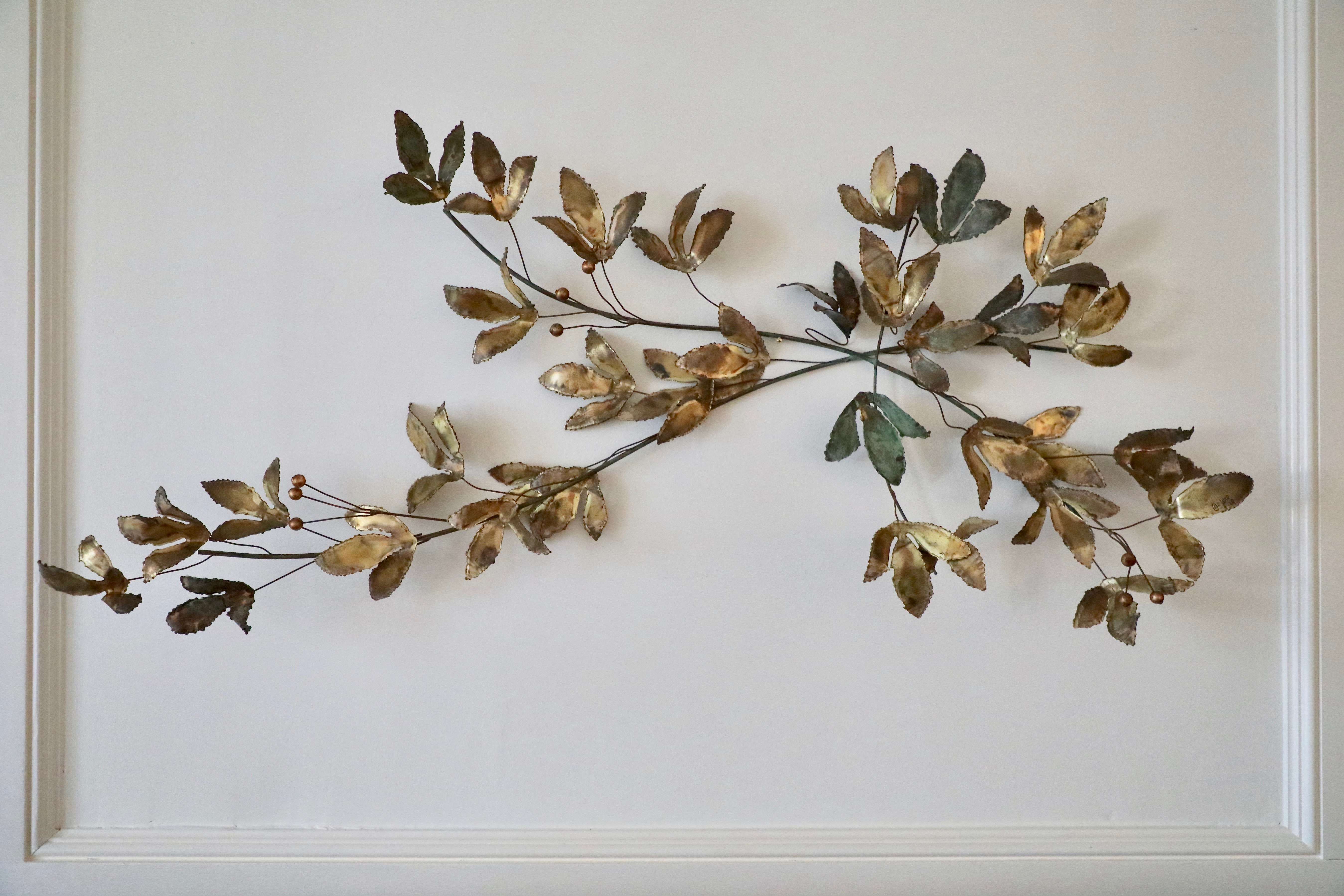 Vintage Maple Leaves Metal Wall Sculpture by Curtis Jere, Circa 1970s —  portmanteau new york