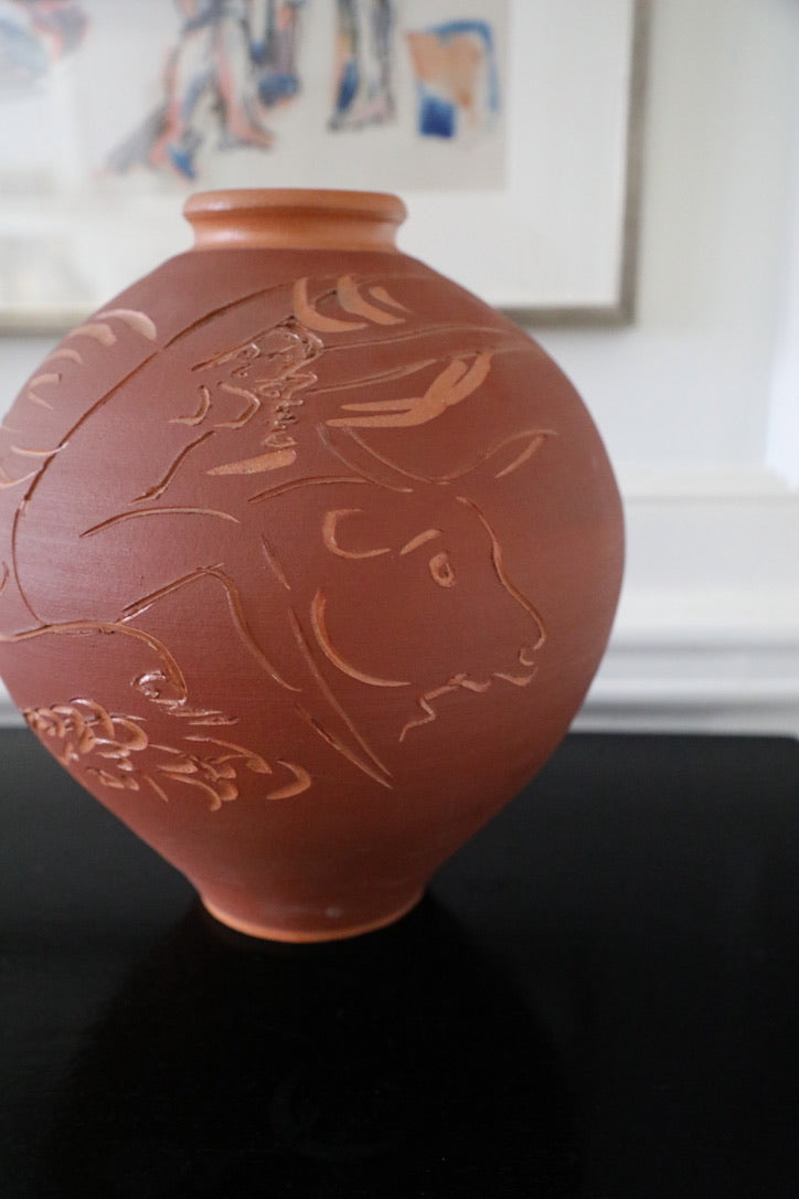 Reuben Nakian and James Burt, Incised Terracotta Vase Depicting Europa and the Bull (1982)