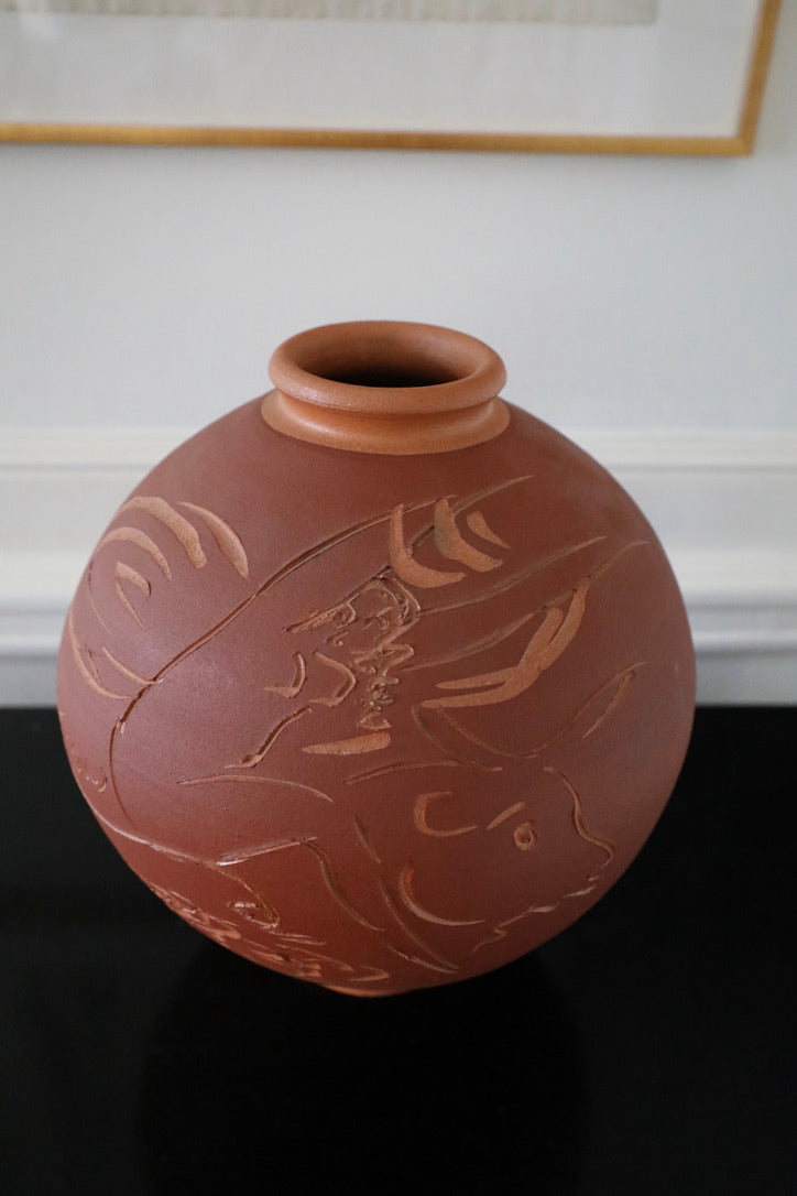 Reuben Nakian and James Burt, Incised Terracotta Vase Depicting Europa and the Bull (1982)