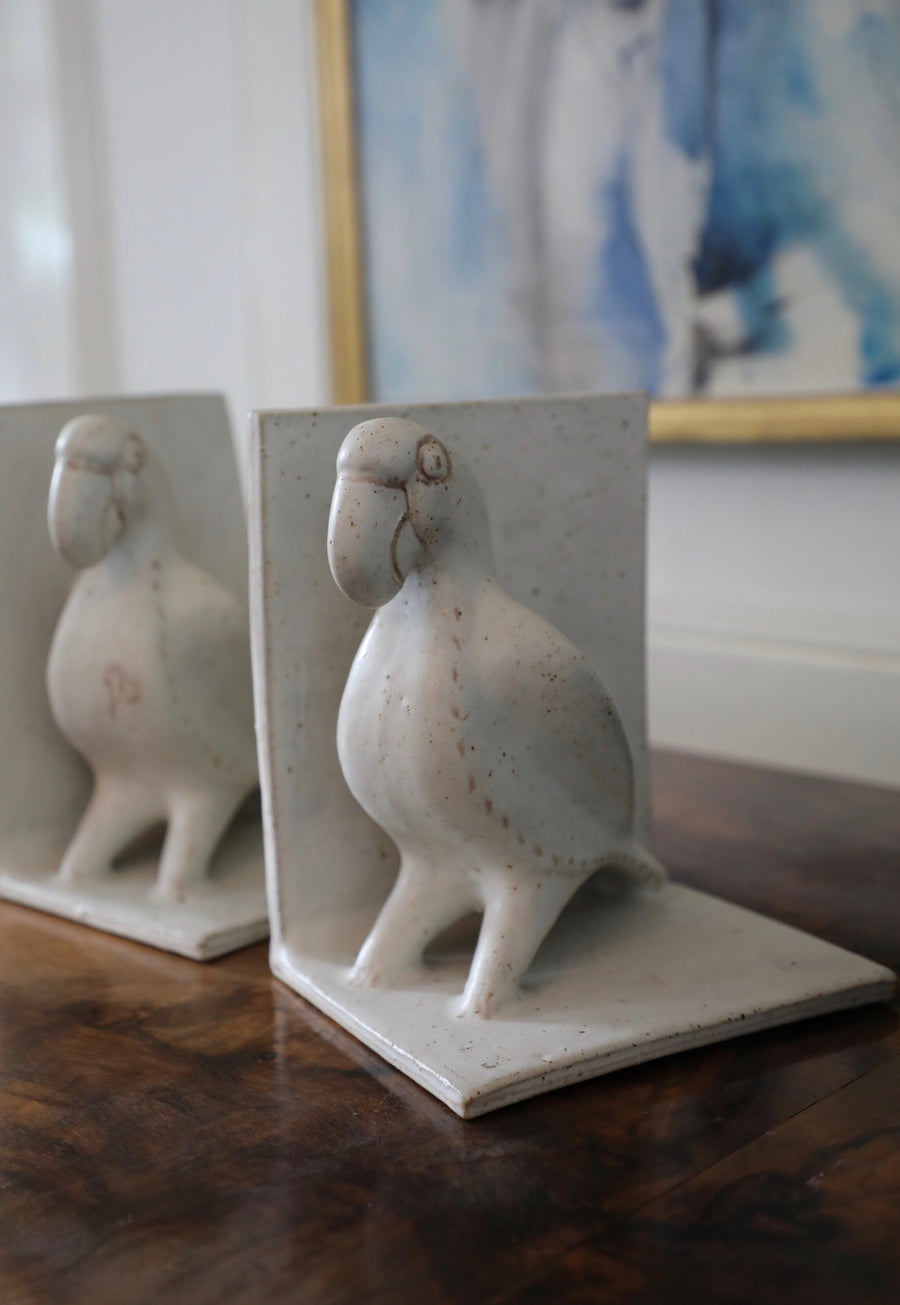 Bruno Gambone, Glazed Ceramic Parrot Bookends (1970)