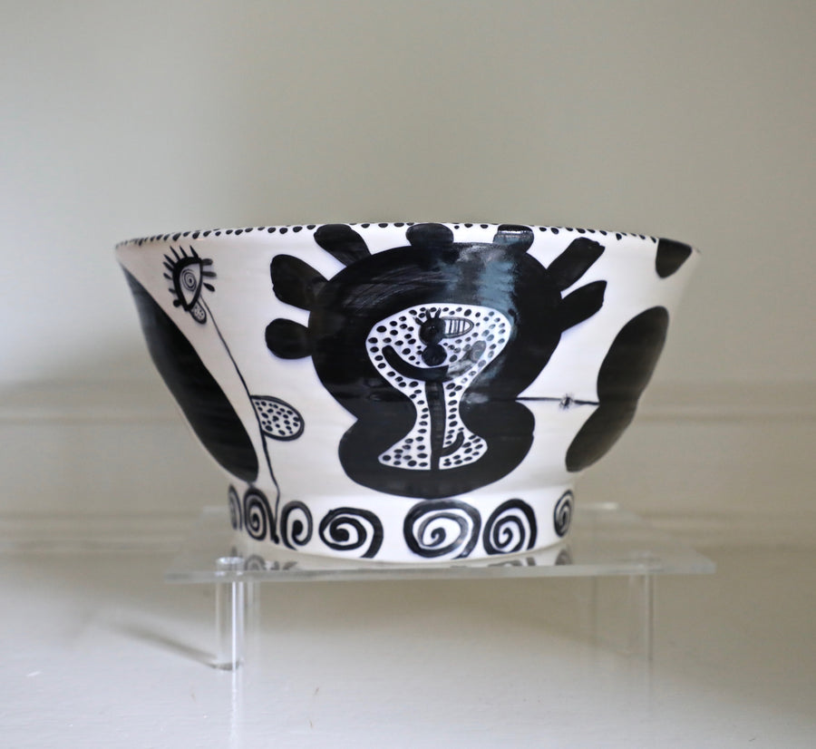 Don Nakamura, Black and White Glazed Terracotta Bowl (late 20th century)