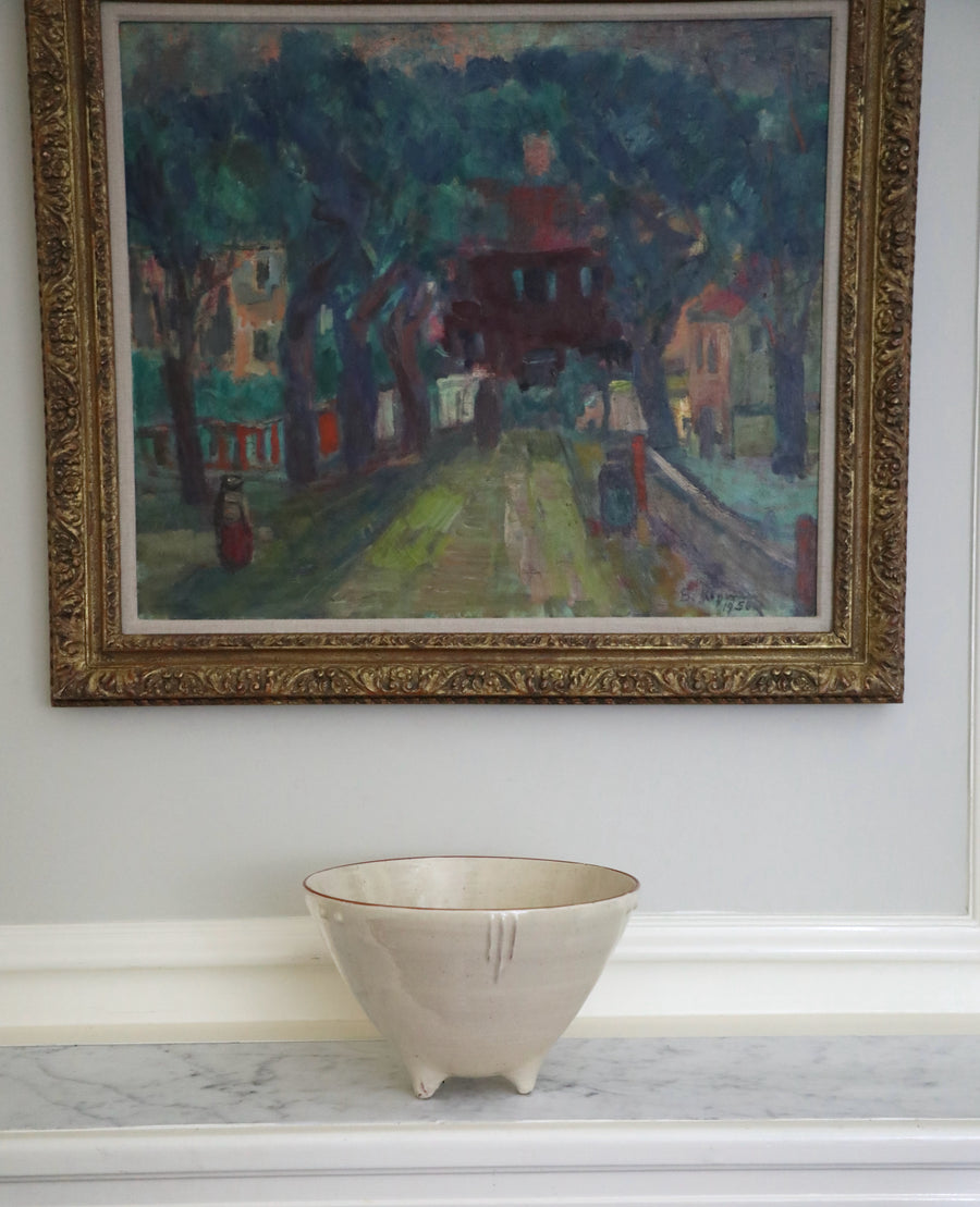 David Garland, Cream-Colored Glazed Earthenware Footed Bowl (late 20th century)