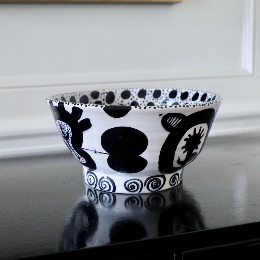 Don Nakamura, Black and White Glazed Terracotta Bowl (late 20th century)