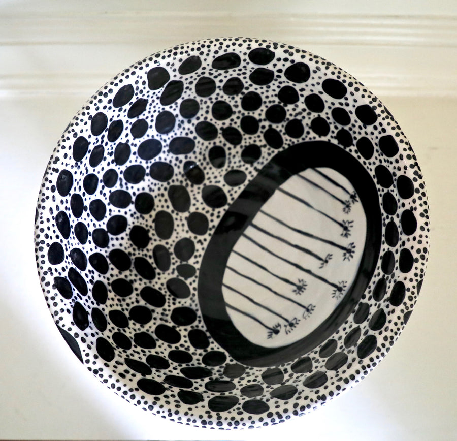 Don Nakamura, Black and White Glazed Terracotta Bowl (late 20th century)