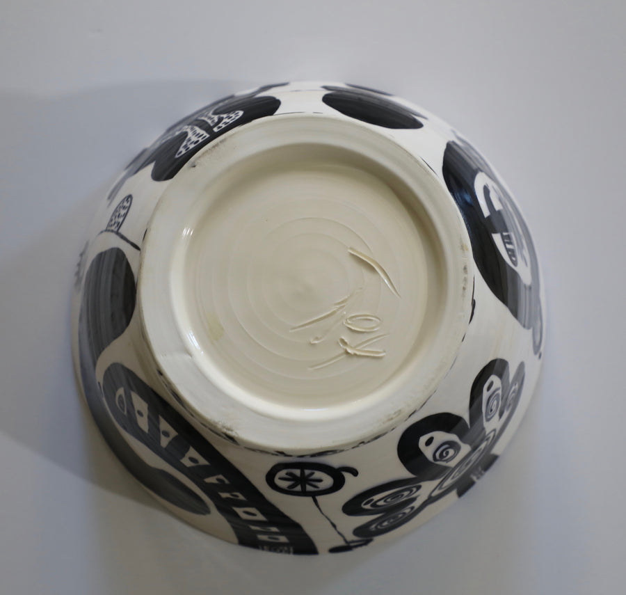 Don Nakamura, Black and White Glazed Terracotta Bowl (late 20th century)