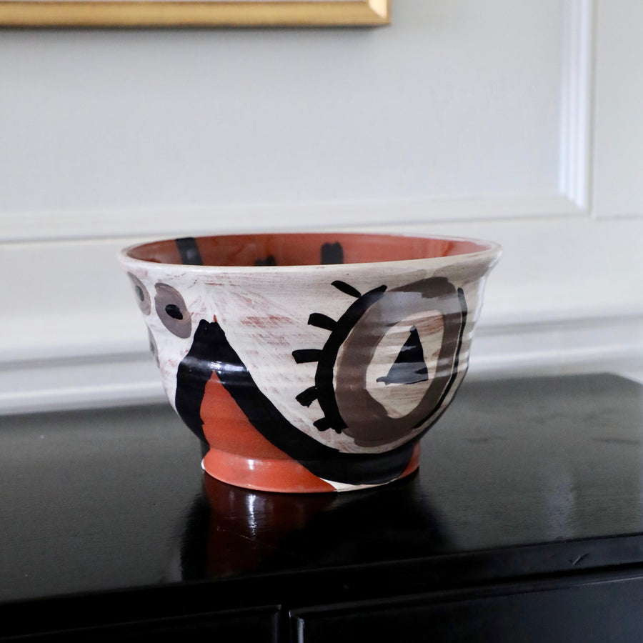 Don Nakamura, Terracotta Bowl with Black and Cream Glaze (late 20th century)