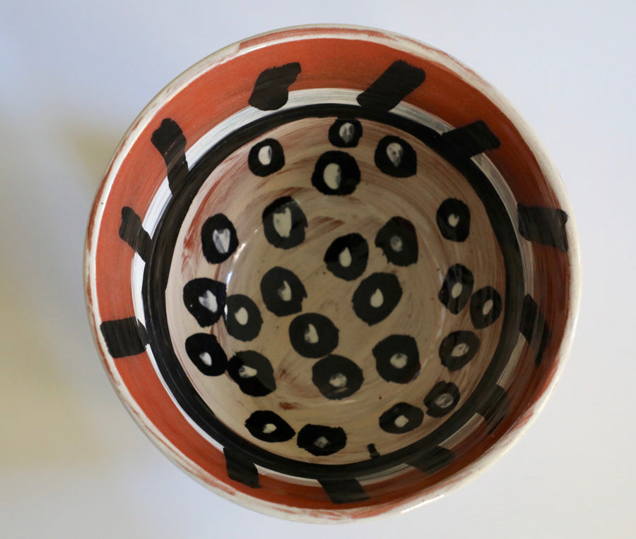 Don Nakamura, Terracotta Bowl with Black and Cream Glaze (late 20th century)