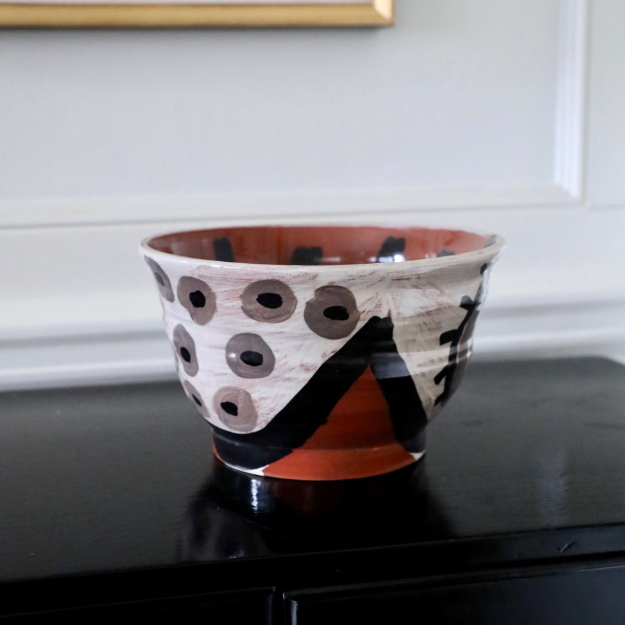 Don Nakamura, Terracotta Bowl with Black and Cream Glaze (late 20th century)