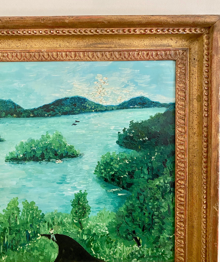 Johannes Schiefer, Oil on Canvas,  Lake Scene (mid 20th century)