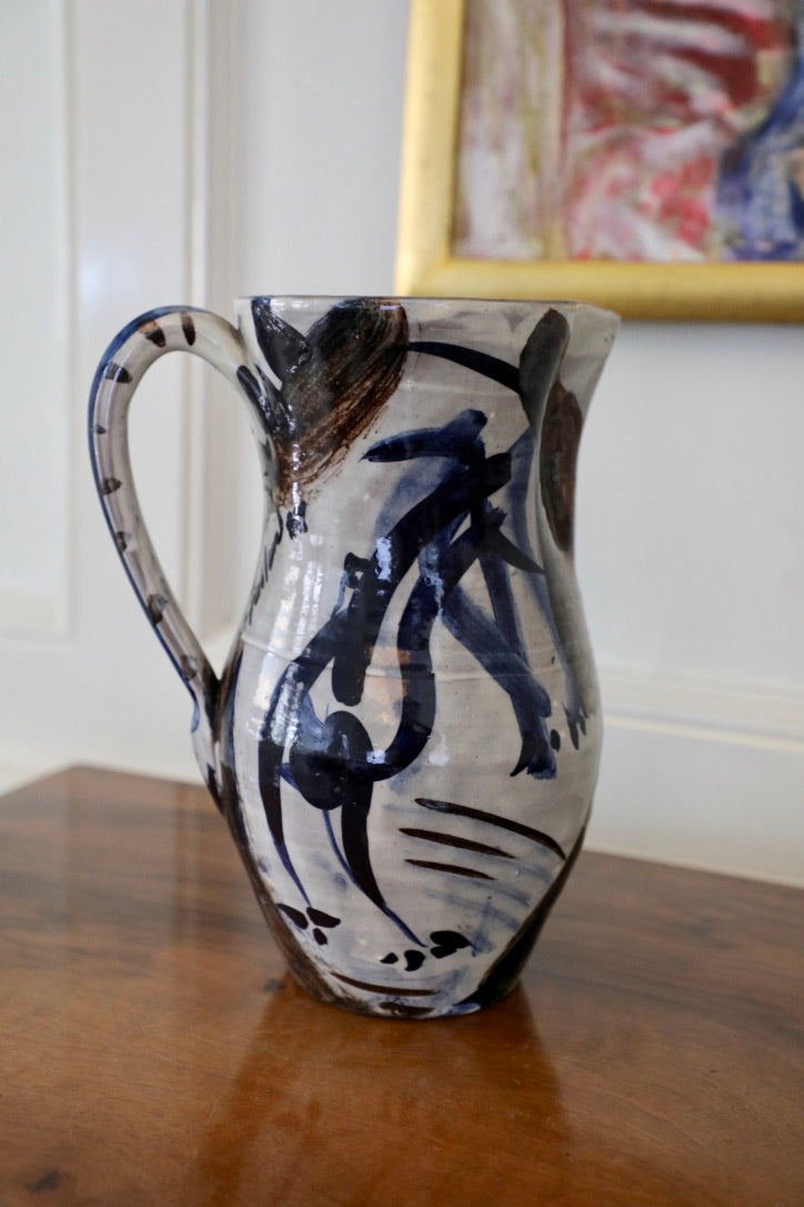 David Garland, Abstract Figural Glazed Earthenware Pitcher (1983)