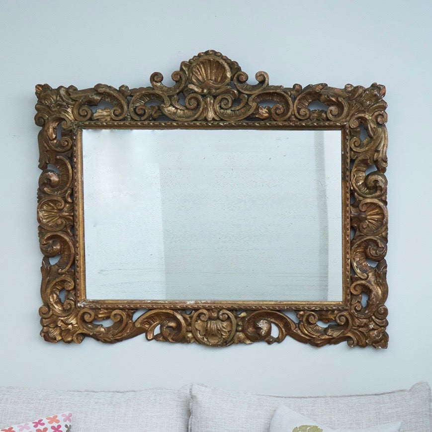 Continental Carved Gilt Wood Mirror (19th century)