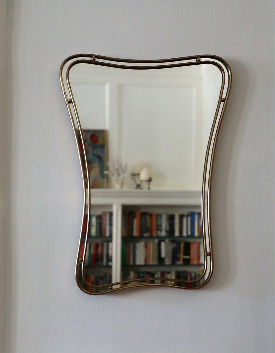 Italian Gio Ponti Style Brass Mirror (1950s)