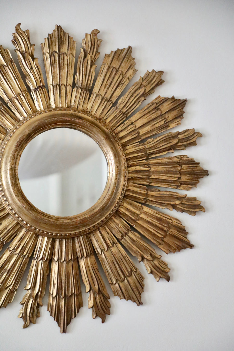 Italian Sunburst Gilt Wood Mirror (mid century)