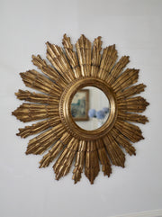 Italian Sunburst Gilt Wood Mirror (mid century)