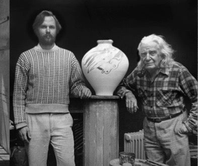 Reuben Nakian and James Burt, White and Black Terracotta Vase, Nymph and Goat (1982)