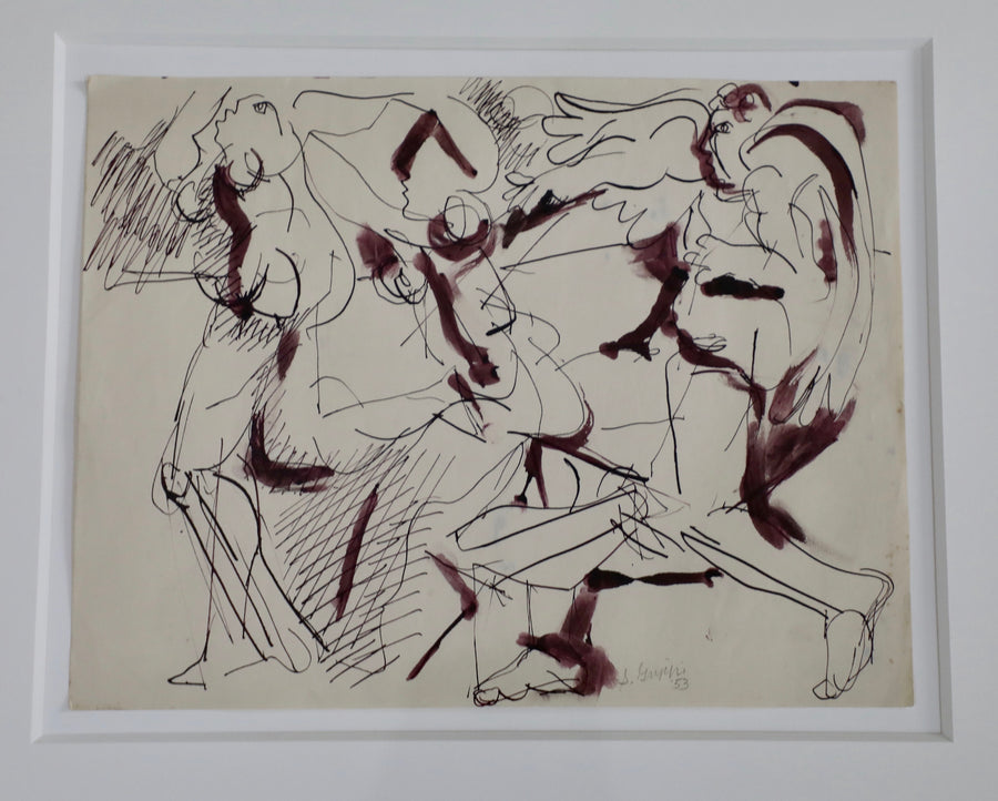 Salvatore Grippi, Mythological themed Figures on Paper (1953)