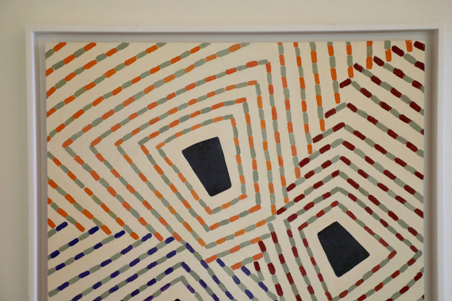 Rex Lau, Abstract Geometric Oil on Wood Panel (2010)