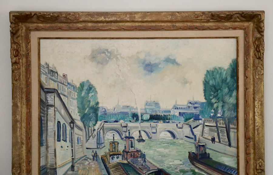 Johannes Schiefer, Oil on Canvas,  La Seine Paris (c. 1935-1955)