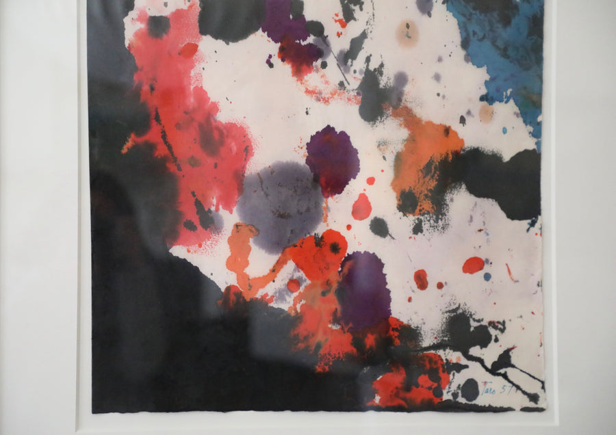 Taro Yamamoto, Colorful Abstract Watercolor on Paper (1957)