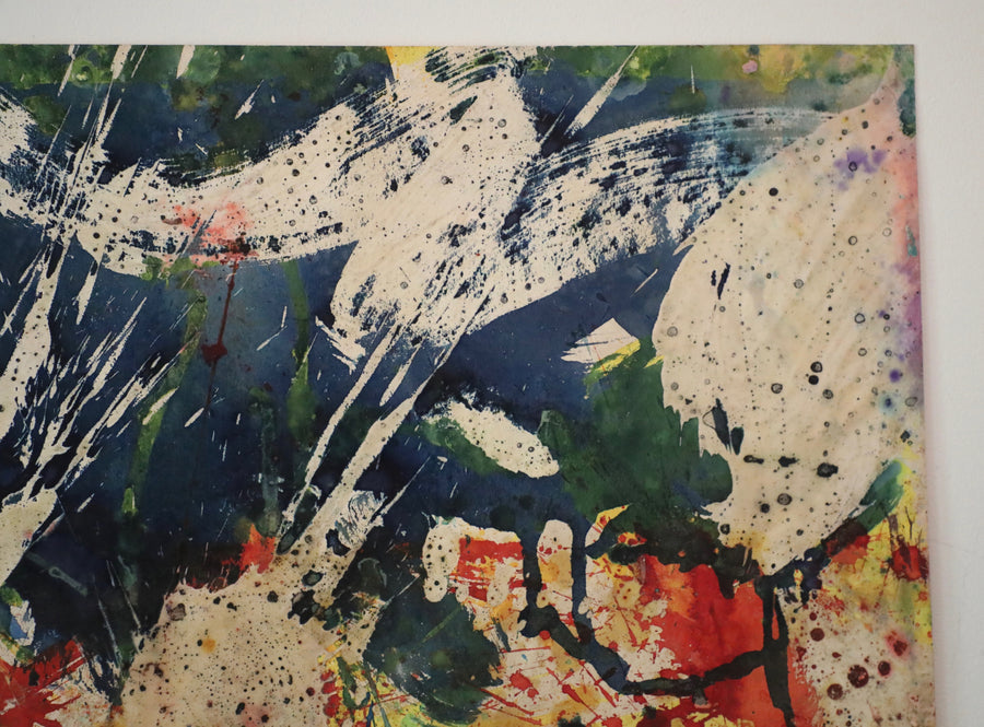 Taro Yamamoto, Colorful Abstract Mixed Media on Paper (1957)