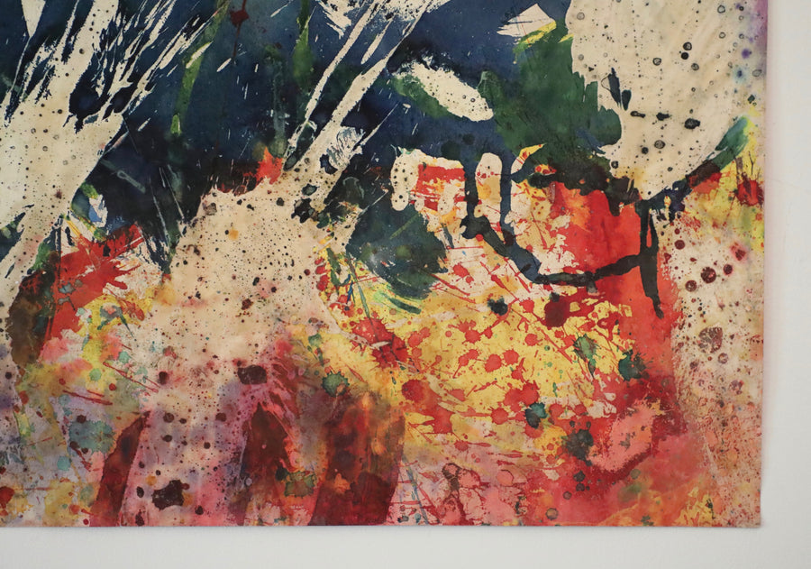 Taro Yamamoto, Colorful Abstract Mixed Media on Paper (1957)