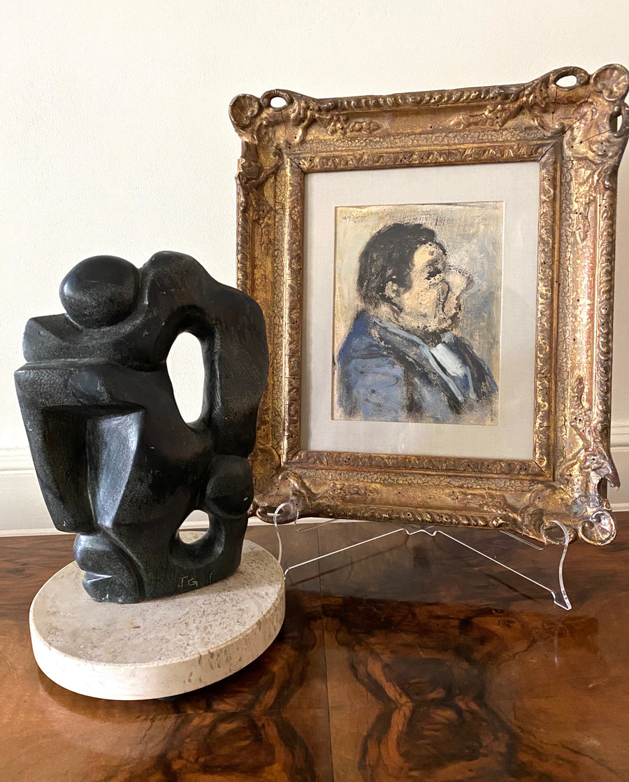 Carved Abstract Figural Stone Sculpture (mid century)