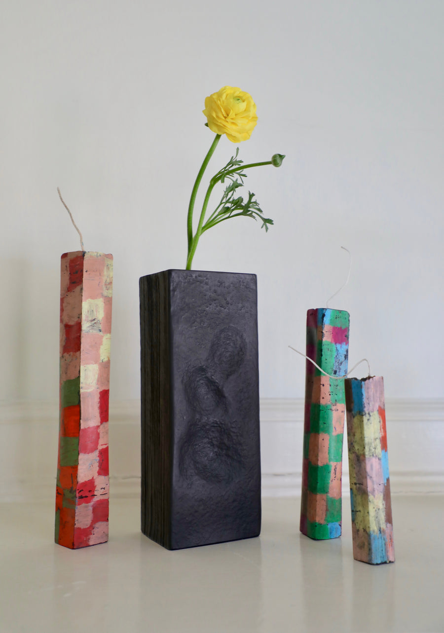 Martin Freyer, Rectangular Black Textured Vase (1960s-1970s)