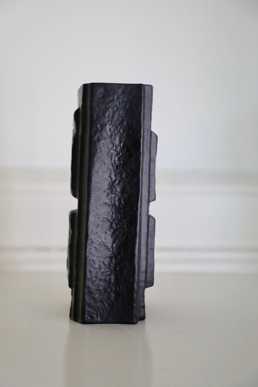 Martin Freyer, Small Rectangular Black Textured Vase (1960s-1970s)