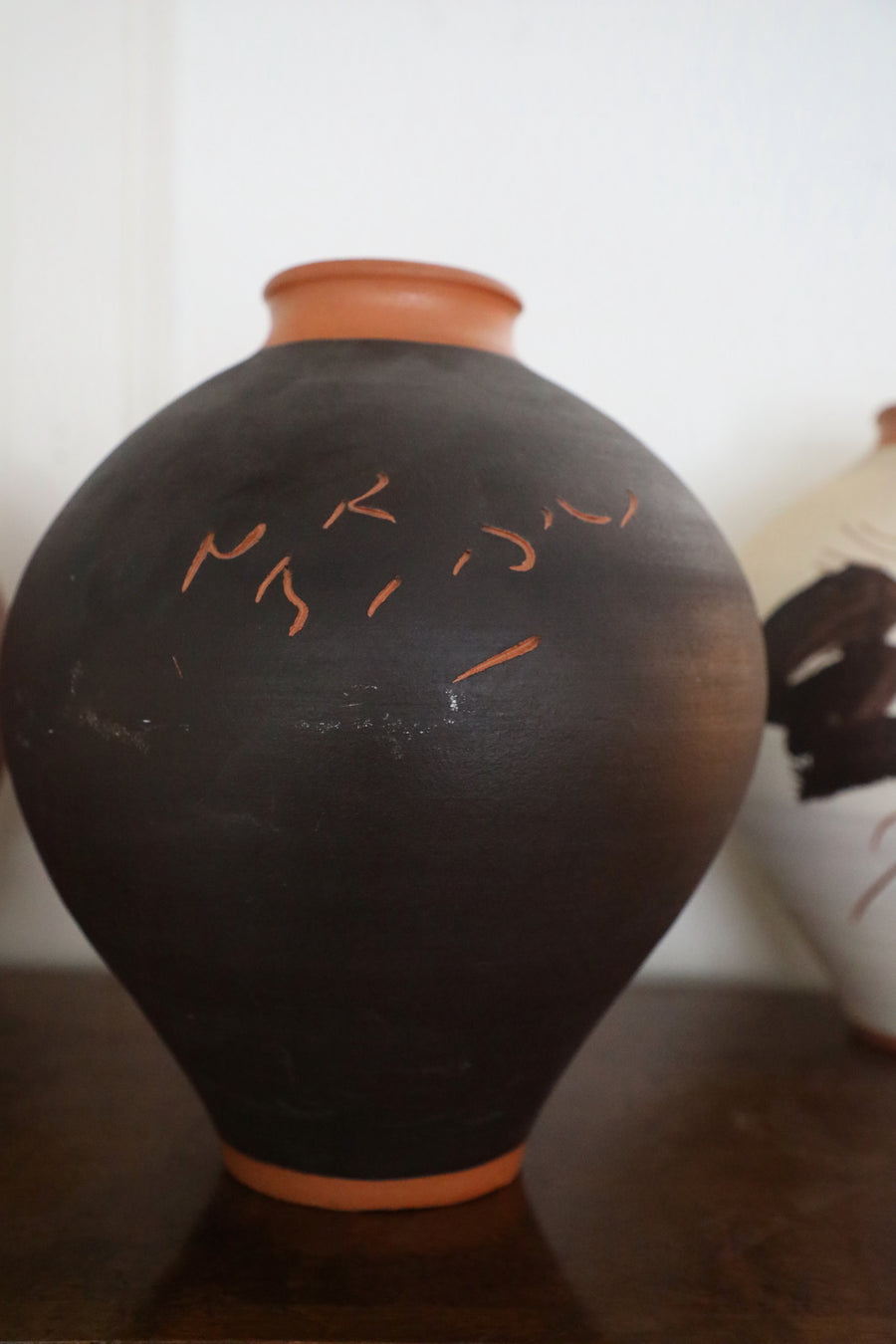 Reuben Nakian and James Burt, Incised Black Terracotta Vase Depicting Leda and the Swan (1982)