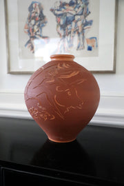 Reuben Nakian and James Burt, Incised Terracotta Vase Depicting Europa and the Bull (1982)