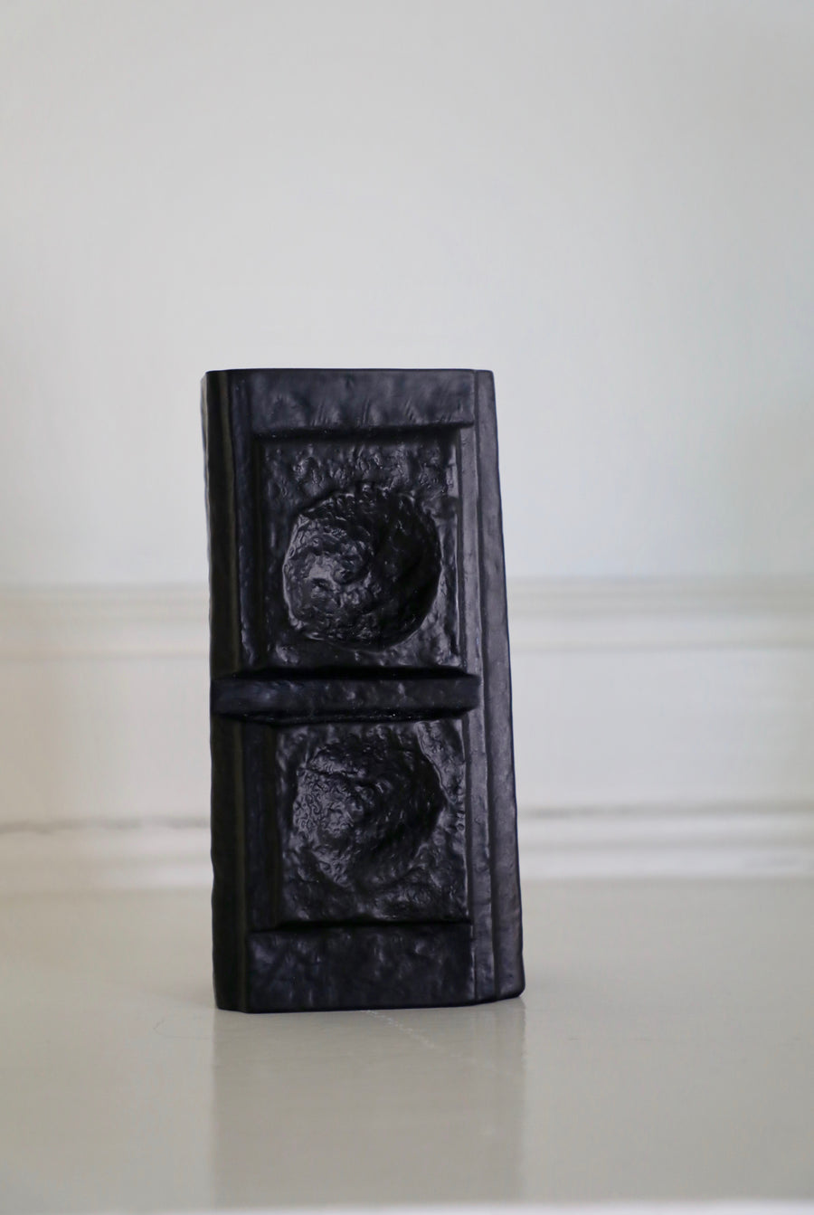 Martin Freyer, Small Rectangular Black Textured Vase (1960s-1970s)